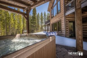 The hot tub at a Big Sky vacation rental to relax in when not at hot springs.