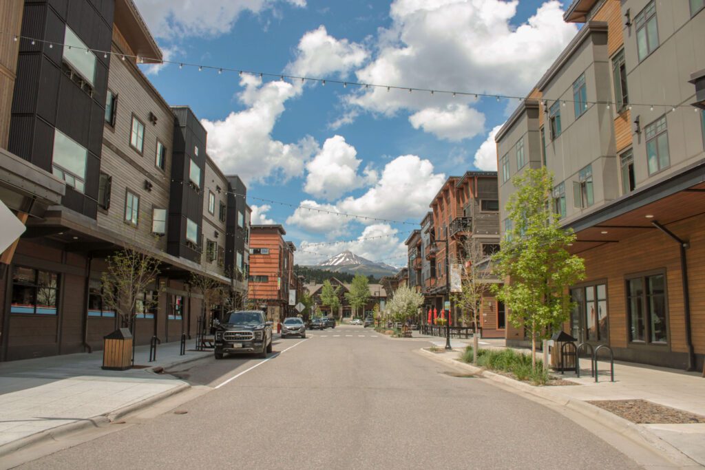 An area of Big Sky, Montana, known for incredible shopping.