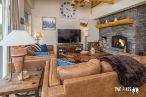 The living area of a Big Sky, Montana, rental to recover from the high elevation in.